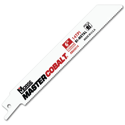 Master Cobalt® Bi-Metal Reciprocating Saw Blade, 0.035" x 8" L x 3/4" W, 18 Teeth Per Inch, Tapered, 50 Count/Pack