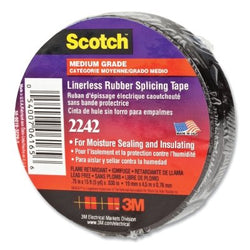 Uncoated rubber splicing tape 2242, 2" wide x 15 feet long, 1" core, black