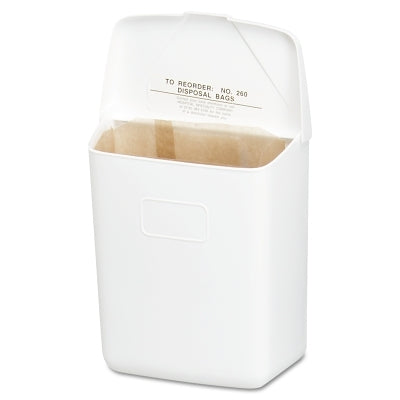 Recipiente para toallas sanitarias de pared - ABS, plástico, 1 galón, blanco
