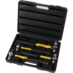 Four-piece ball peen hammer set, fiberglass handle, steel head