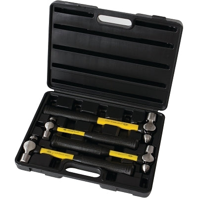 Four-piece ball peen hammer set, fiberglass handle, steel head