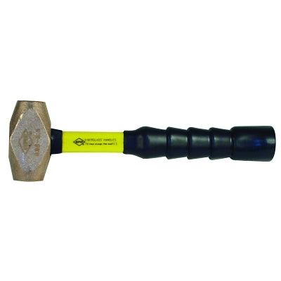Nuplaglas® Classic Non-Sparking Brass Hammer, 4 lb Head, 12-inch Fiberglass Handle, Top Grip