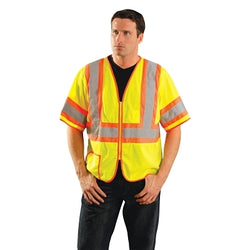 Chalecos de malla de clase 3 con cinta reflectante plateada, talla extra grande, amarillo de alta visibilidad