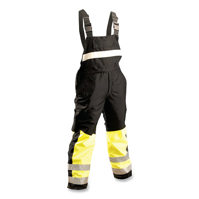 Peto premium para clima frío, 190 milésimas de pulgada de grosor, poliéster Oxford de 300 deniers, negro/amarillo, 32 pulgadas de largo, talla XL