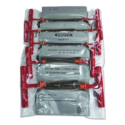 Ready-to-use metric T-handle hex key sets, inch, 3" - 6"