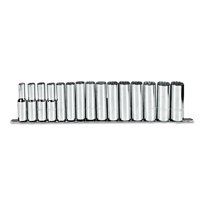 Juego de dados profundos métricos Torqueplus™, 15 piezas, 1/2 pulg., 12 puntas