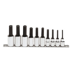 Set of 10 metric hex sockets with 1/2 inch drive.