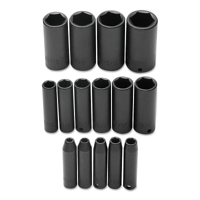 Juego de dados de impacto profundo Torqueplus™, 15 piezas, 1/2 pulg., 6 puntas