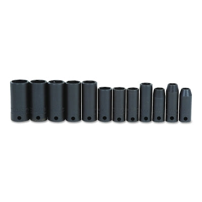 Juego de 12 dados de impacto profundos de pared delgada métricos Torqueplus, 3/8 in, 6 puntas