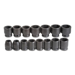 Impact socket set, 15 pieces, 3/4 in., 6-point