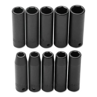 Torqueplus 10-Piece Metric Deep Impact Socket Set, 1/2 in., 6 Point