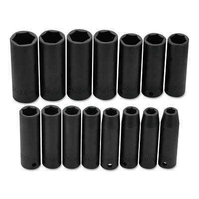 Torqueplus 15-Piece Metric Deep Impact Socket Set, 1/2 in., 6 Point