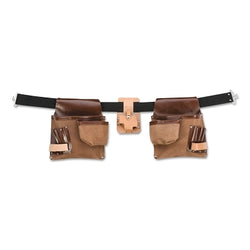 Professional construction bags with 11 pockets, made of leather and with a polypropylene belt