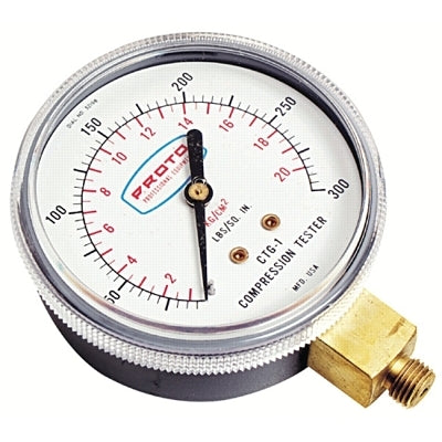Manómetro de compresión de 2 1/2 pulg. (PSI/Métrico), 300 psi (tensión), 18 mm, manguera flexible