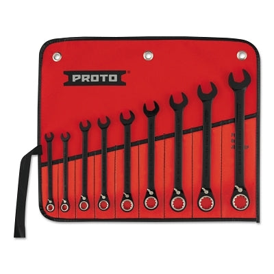 13-piece reversible combination ratchet wrench set, knurled, black chrome plated, 7mm to 19mm