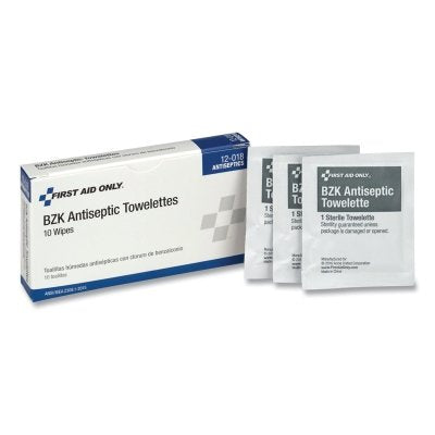 BZK antiseptic wipes, pack of 25 per box