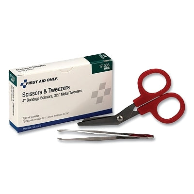 Metal scissors and tweezers set, 4-inch scissors/3.5-inch tweezers, stainless steel/metal