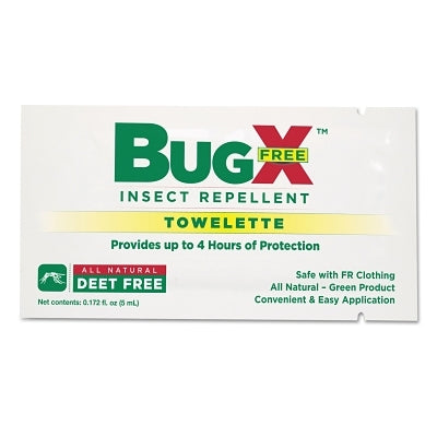 BugX DEET-free insect repellent wipes, 5 ml, 100 per box