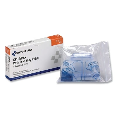 CPR mask, with one-way valve, 4 inches long, 2-1/8 inches wide, plastic, clear