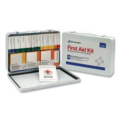 36-piece steel first aid kit, weatherproof, wall-mounted