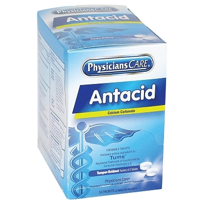 Medicamento antiácido PhysiciansCare®, carbonato de calcio 420 mg, paquete de 2/paquete de 125 por caja