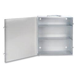 Empty 3-shelf first aid kit, 16 inches wide, metal