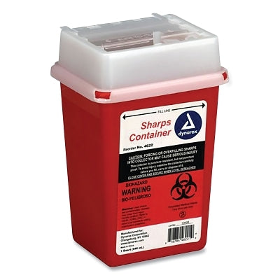 Contenedor para objetos punzantes, 1,25 galones, tapa de rotor, plástico, rojo