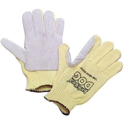 Men's yellow dog gloves from a junkyard