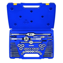 53-piece set of hexagonal dies and fractional taps for machine screws, plastic case
