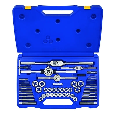 53-piece set of hexagonal dies and fractional taps for machine screws, plastic case