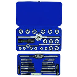 41-piece sets of taps and hexagonal dies for machine screws, fractional and metric