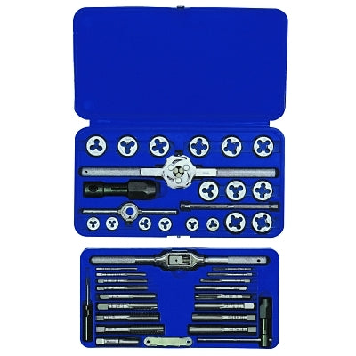 41-piece sets of taps and hexagonal dies for machine screws, fractional and metric