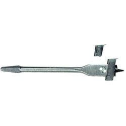 Adjustable wood drill bits with handheld holder, from 7/8 in. to 3 in. in diameter.