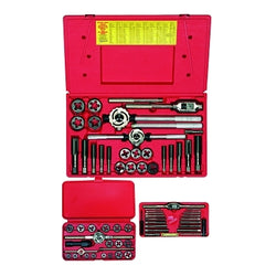 66-piece metric tap and hex die set, plastic case