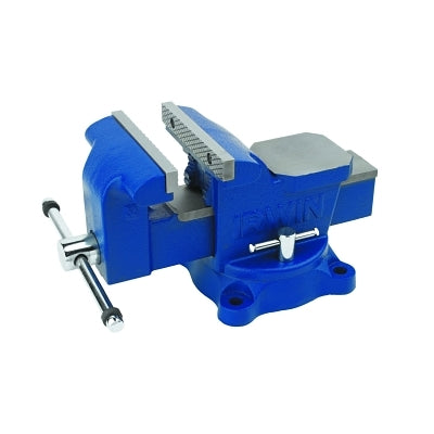 Heavy-duty workshop vises, 6-inch jaw, 3-inch throat, swivel base