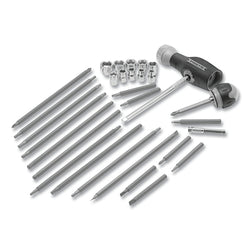 Screwdriver and double ratchet screwdriver set, 41 pieces, hex, Phillips, slotted, square and Torx bits, 38 bits, double-ended