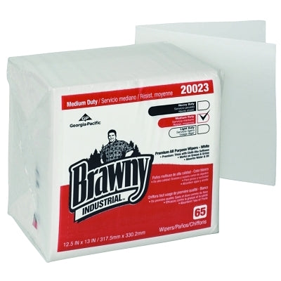 Brawny Industrial™ DRC Medium Duty Multi-Purpose Cleaning Cloth, White, 13 x 12.5 Inches, 1/4 Fold, 65 per Pack
