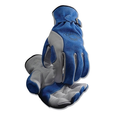 1302 Top Grain Cowhide Leather Driver's Gloves, Extra Large, Unlined, Blue/Grey