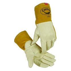 Guantes de soldadura sin forro de grano de vaca, 1869, grandes, dorados, puños de 4 pulgadas