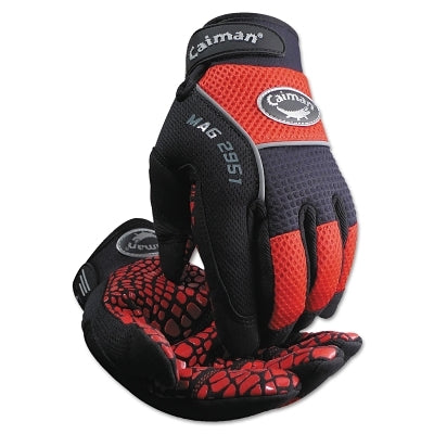 Small, red/black silicone grip gloves