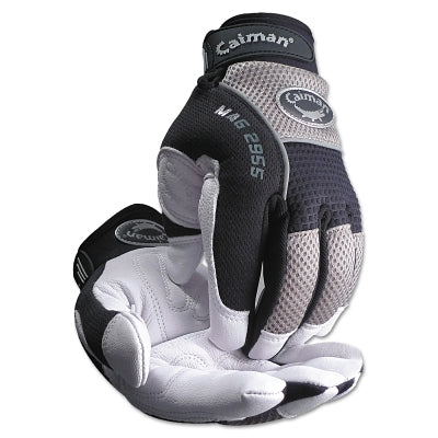 Gloves with white goatskin palm, small size, white, black and gray