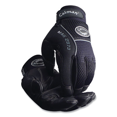 Mechanic's gloves 2973 with padded palm and knuckle protection, goatskin leather, extra large, black/blue