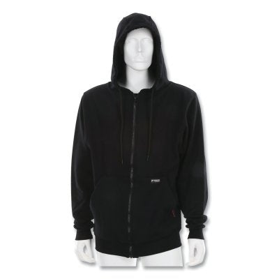 Sudadera con capucha ignífuga SS1 con cremallera frontal, 100 % algodón polar, negra, talla 3XL