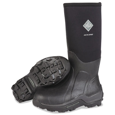 Arctic Sport safety boots with toecap, size 11, 15 inches high, neoprene rubber, black