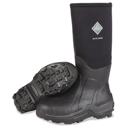 Arctic Sport safety boots with toecap, size 10, 15 inches high, neoprene rubber, black
