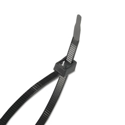 Self-cutting cable ties, 50 lb tensile strength, 14", black, 50/bag