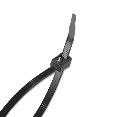 Self-cutting cable ties, 50 lb tensile strength, 11", black, 50/bag