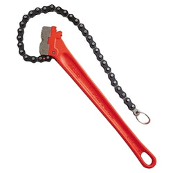 Chain wrench, opening from 4-1/2 in. to 7-1/2 in., 29 in. chain, 36 in. overall length.