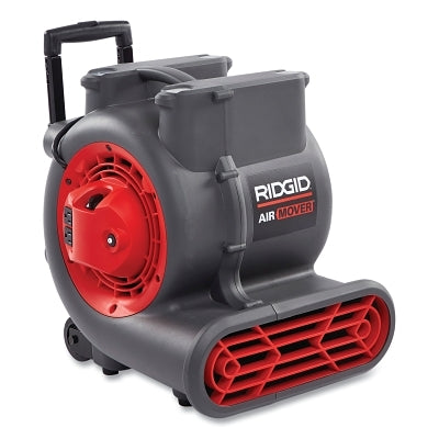 3-speed air fan, 115V, includes 2 daisy-chain power sockets, 7.6m power cord, folding handle and wheels.