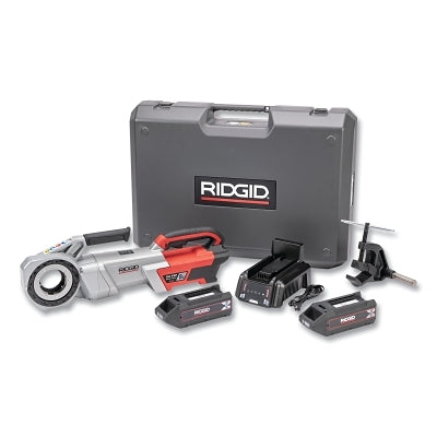 Roscadora manual/motorizada 760 FXP, tapa de tubería de 1/8" a 2", 11-R, con batería, cargador, brazo de soporte y estuche